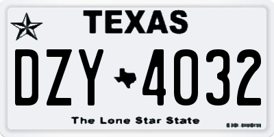 TX license plate DZY4032