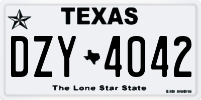 TX license plate DZY4042