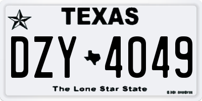 TX license plate DZY4049