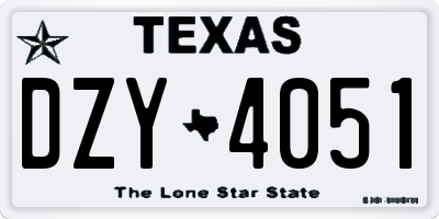 TX license plate DZY4051