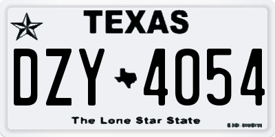 TX license plate DZY4054
