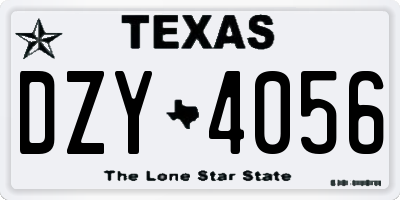 TX license plate DZY4056