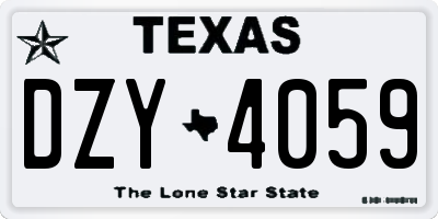 TX license plate DZY4059