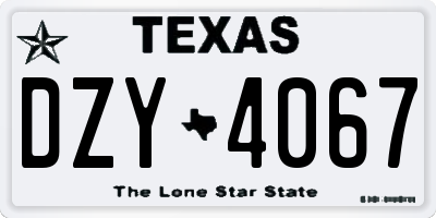 TX license plate DZY4067