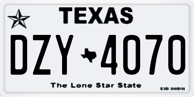 TX license plate DZY4070