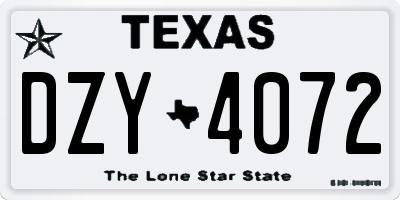 TX license plate DZY4072