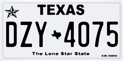 TX license plate DZY4075