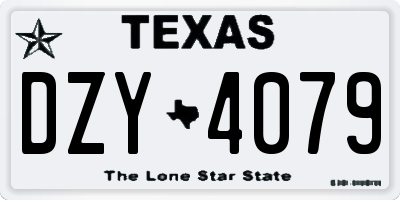 TX license plate DZY4079