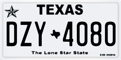 TX license plate DZY4080