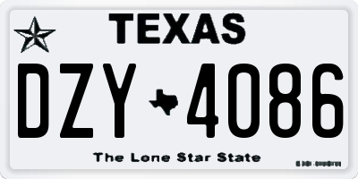 TX license plate DZY4086