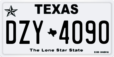 TX license plate DZY4090