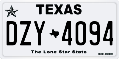 TX license plate DZY4094