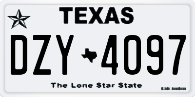 TX license plate DZY4097