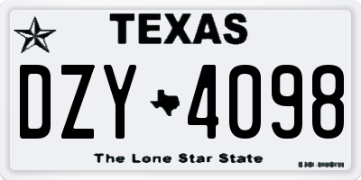 TX license plate DZY4098
