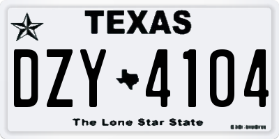 TX license plate DZY4104