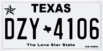 TX license plate DZY4106