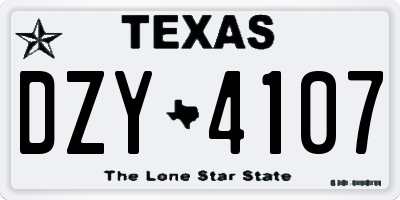 TX license plate DZY4107