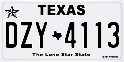 TX license plate DZY4113