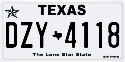 TX license plate DZY4118