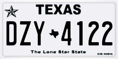 TX license plate DZY4122