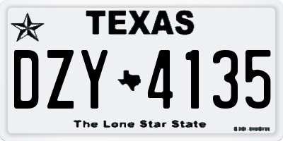 TX license plate DZY4135