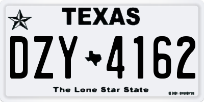 TX license plate DZY4162