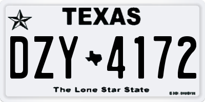 TX license plate DZY4172