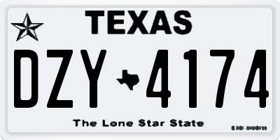 TX license plate DZY4174