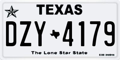 TX license plate DZY4179