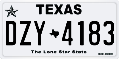 TX license plate DZY4183