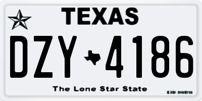 TX license plate DZY4186