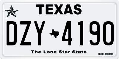 TX license plate DZY4190