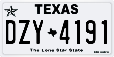TX license plate DZY4191