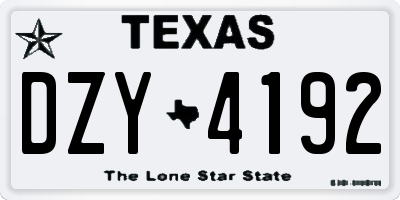 TX license plate DZY4192