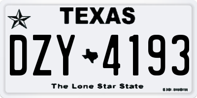 TX license plate DZY4193