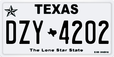 TX license plate DZY4202