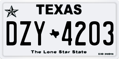 TX license plate DZY4203