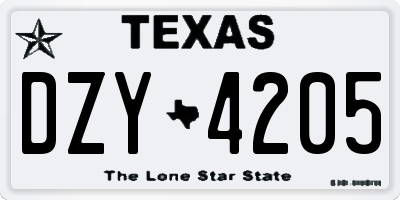 TX license plate DZY4205