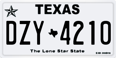 TX license plate DZY4210