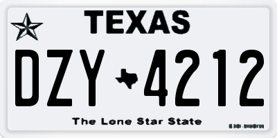 TX license plate DZY4212