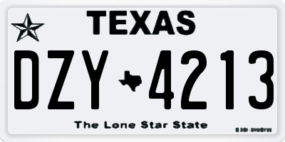 TX license plate DZY4213
