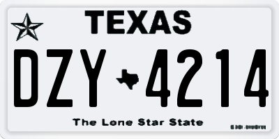 TX license plate DZY4214