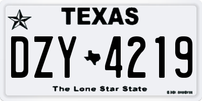 TX license plate DZY4219