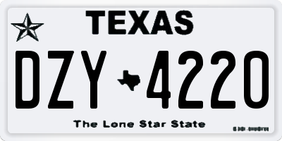 TX license plate DZY4220
