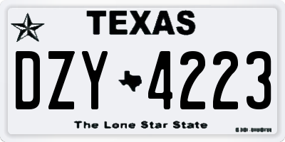 TX license plate DZY4223