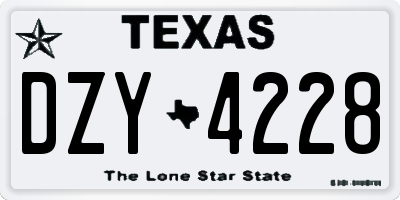 TX license plate DZY4228