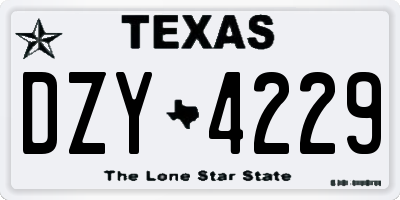 TX license plate DZY4229