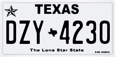 TX license plate DZY4230