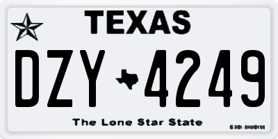 TX license plate DZY4249