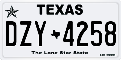 TX license plate DZY4258
